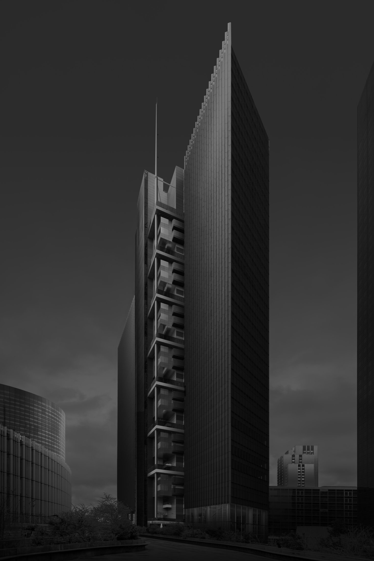 Fine-art architecture in black and white, a study of lines and volumes