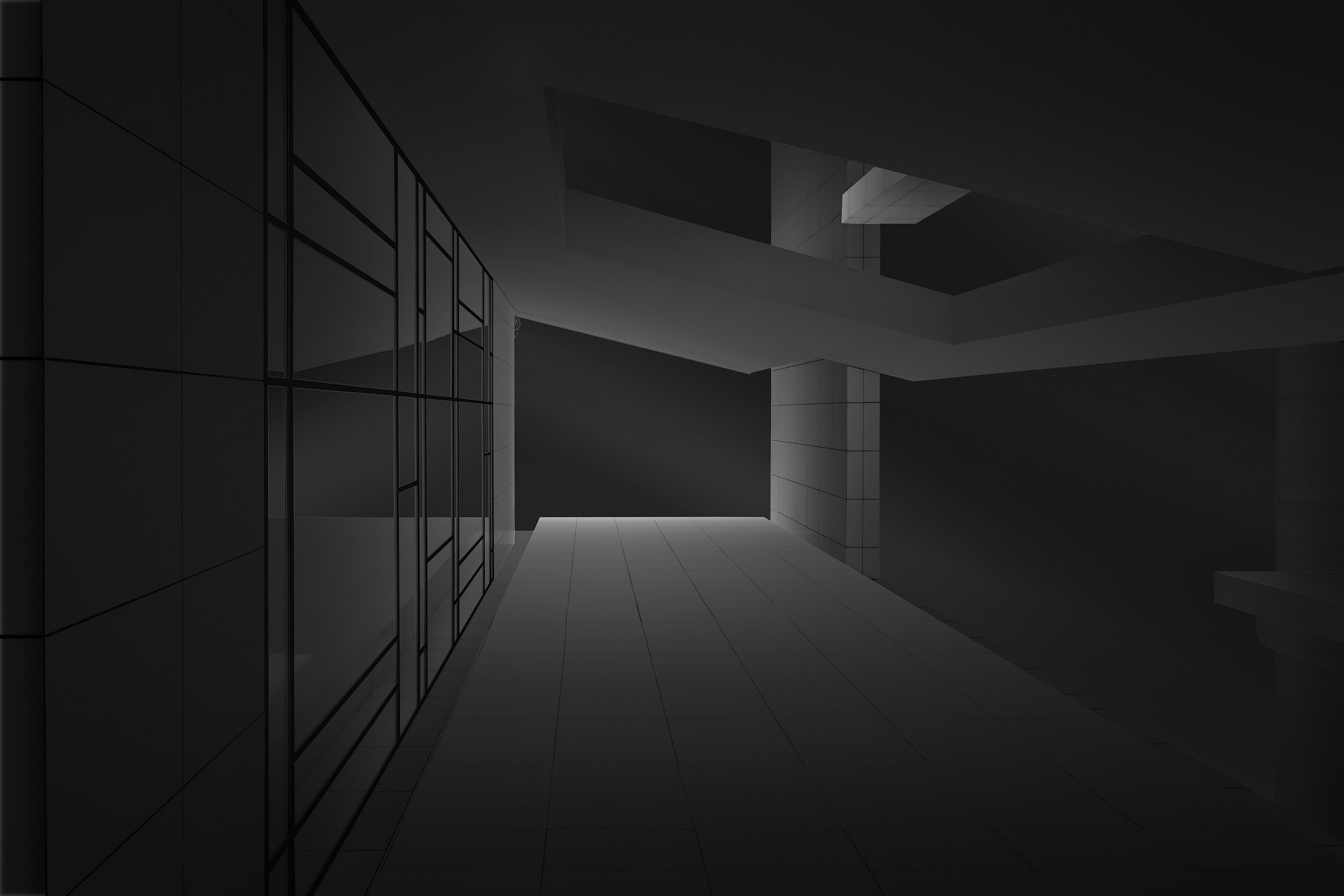 Fine-art architecture in black and white, a study of lines and volumes