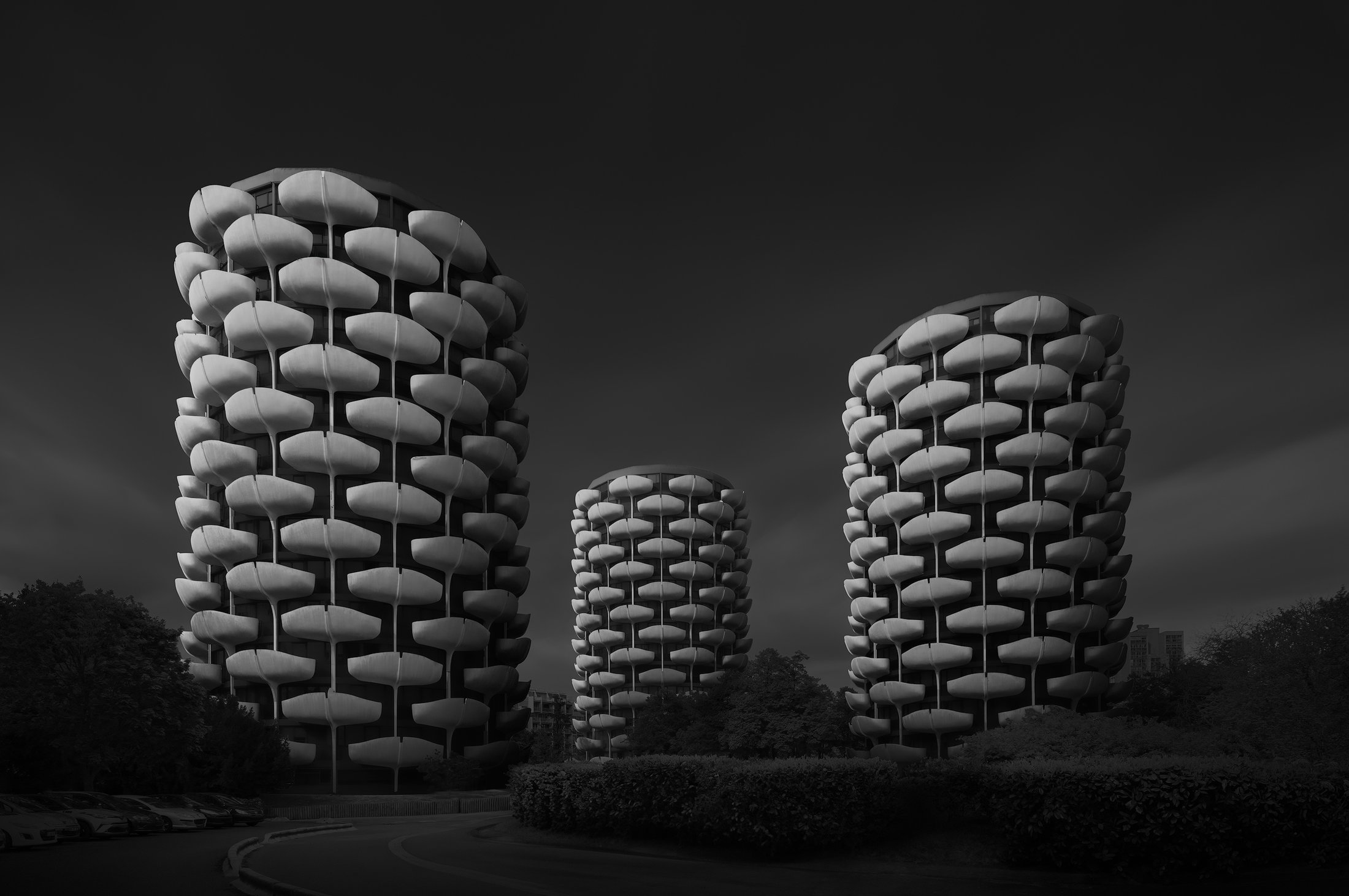 Fine-art architecture in black and white, a study of lines and volumes