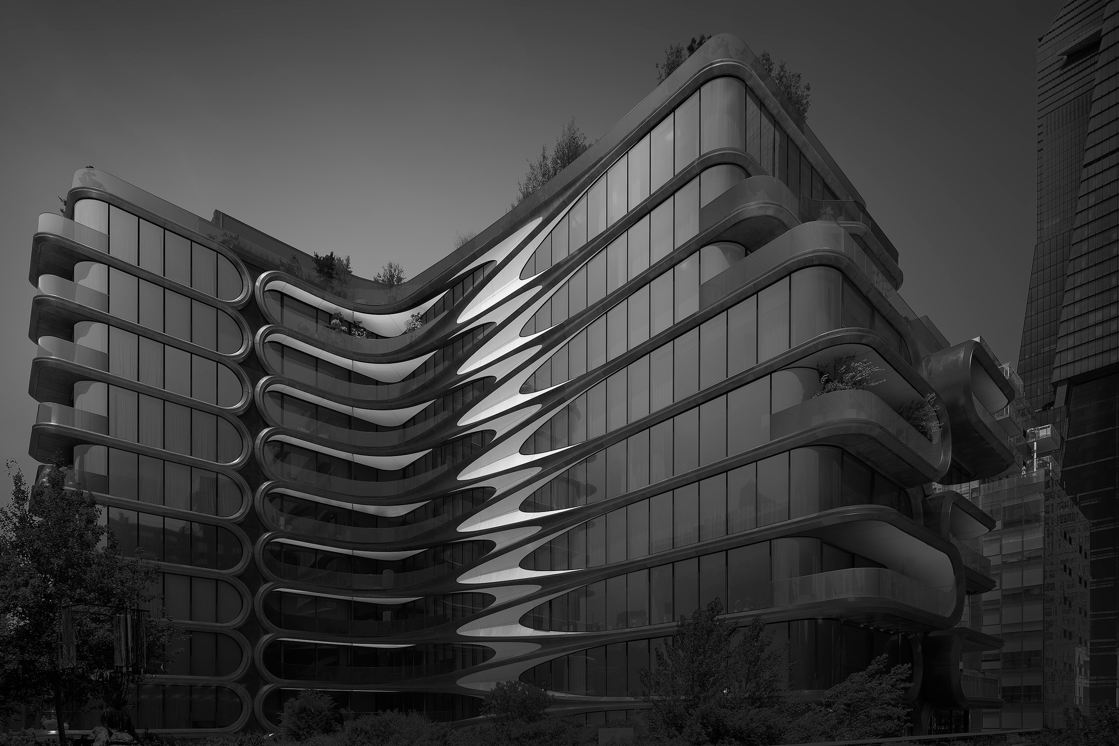 Fine-art architecture in black and white, a study of lines and volumes