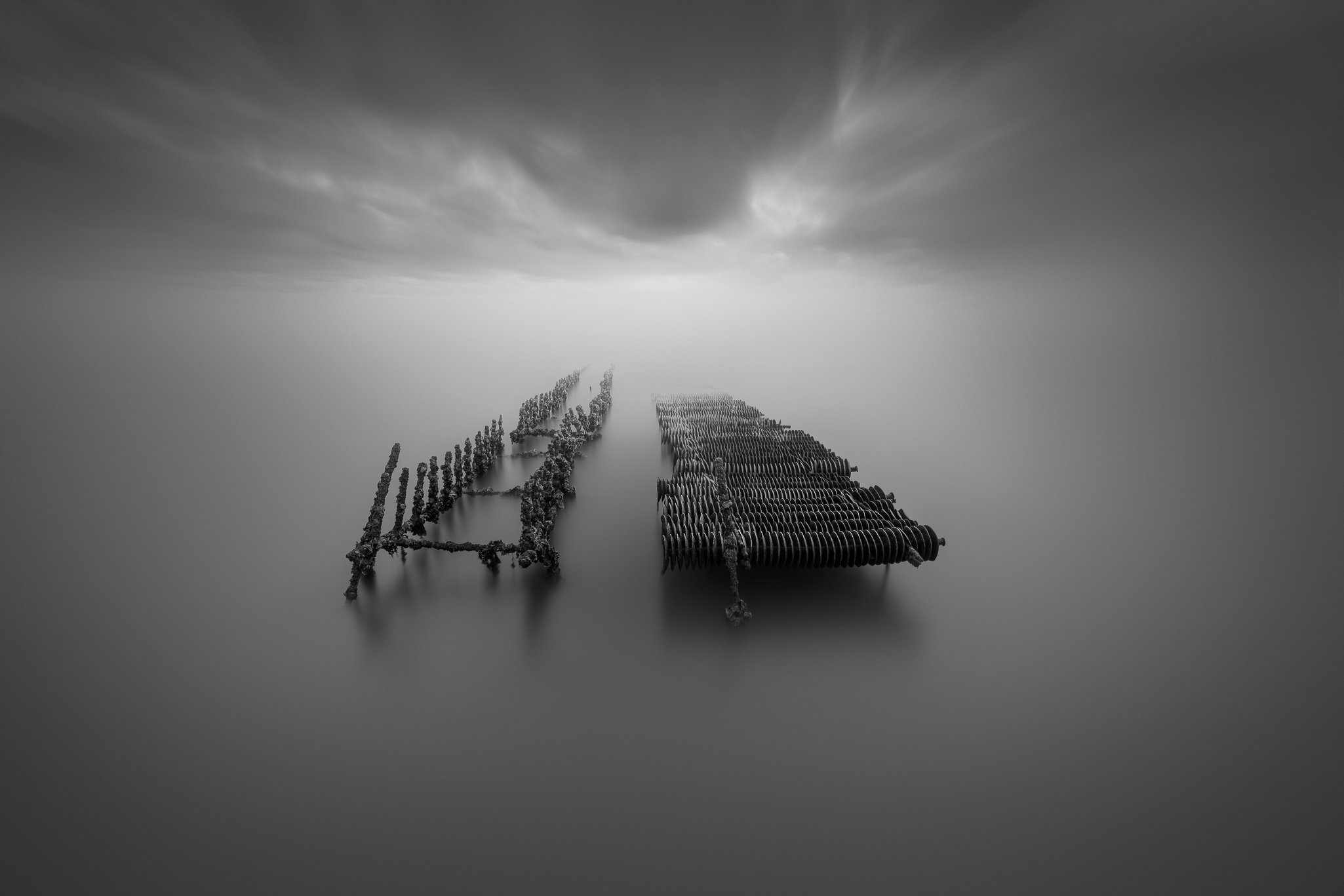 Fine-art seascape, long exposure, black and white