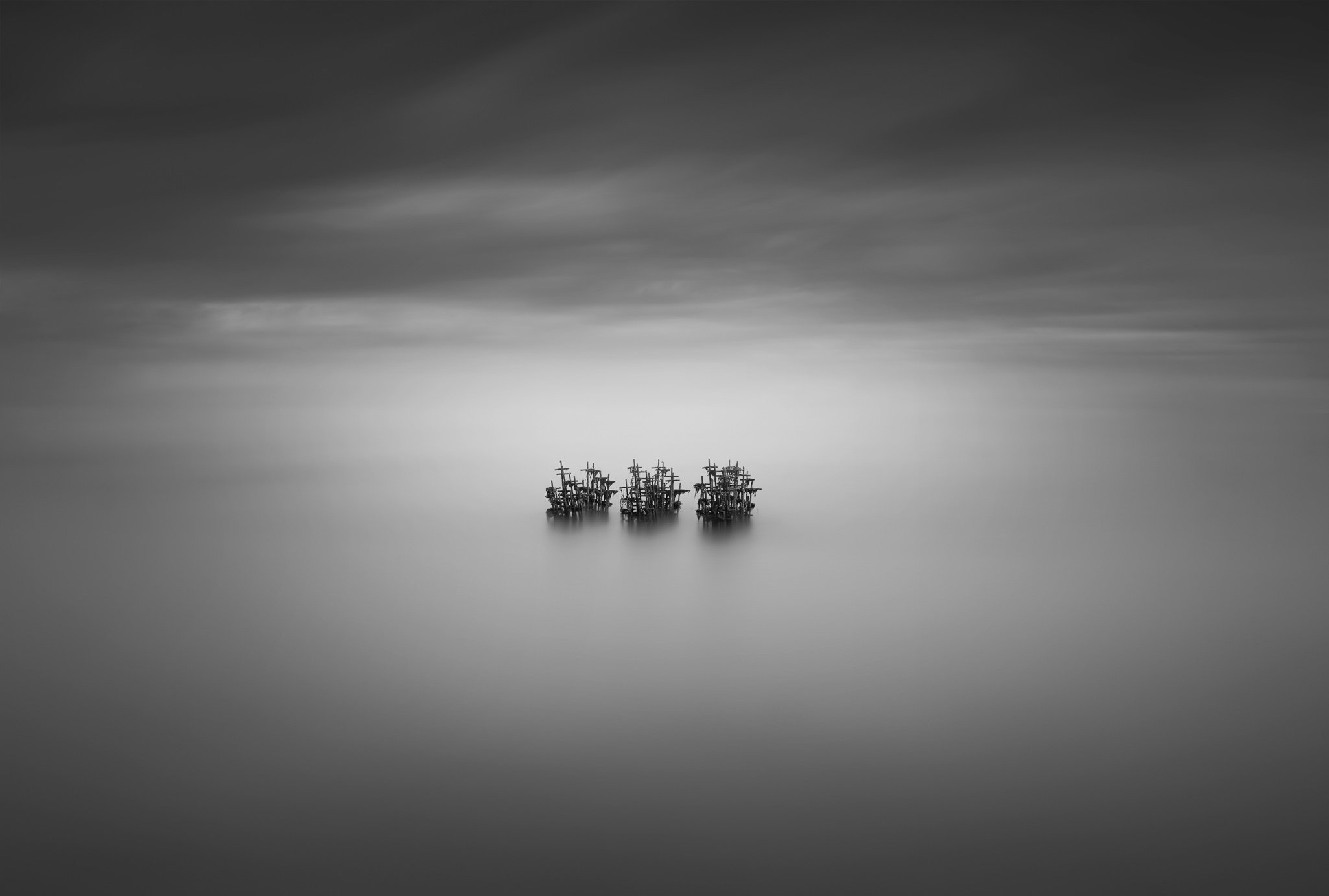 Fine-art seascape, long exposure, black and white