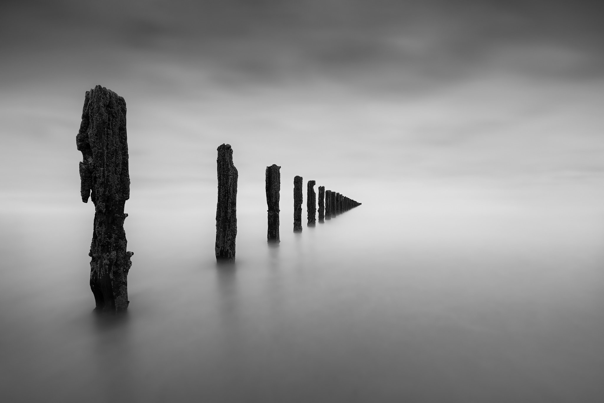 Fine-art seascape, long exposure, black and white